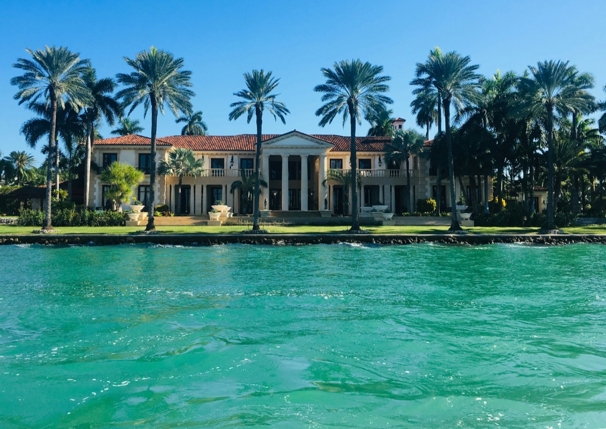 A waterfront villa in Miami, seen from the bay.